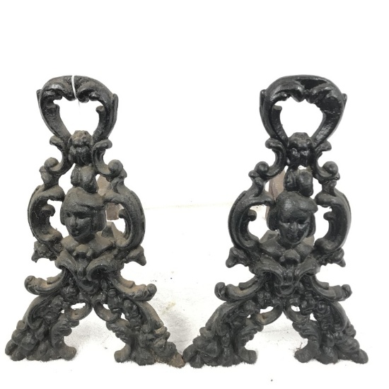 LATE 1800's VICTORIAN JENNY LIND CAST  ANDIRONS