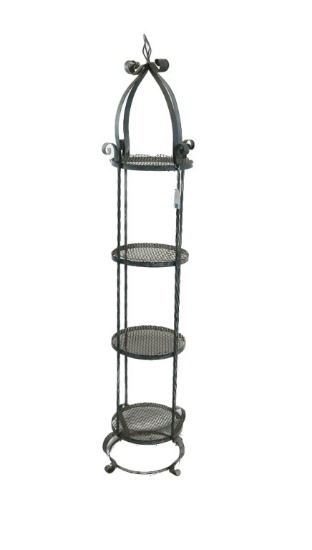 CAST IRON PLATE/POT  RACK ORIGINAL BLUE PAINT
