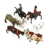 SEVEN SMALL LEAD ANIMALS