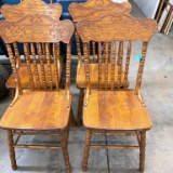 FOUR OAK SPINDLE BACK CHAIRS WITH SOLID SEATS