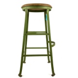 METAL & WOOD STOOL GREEN BASE