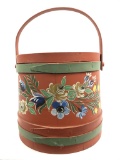 LARGE WOODEN HANDLED BASKET WITH LID