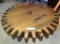PINE COG TABLE WITH SINGLE PEDASTAL