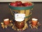 FALL DECOR APPLE BASKET / WOODEN APPLES & CANDLES
