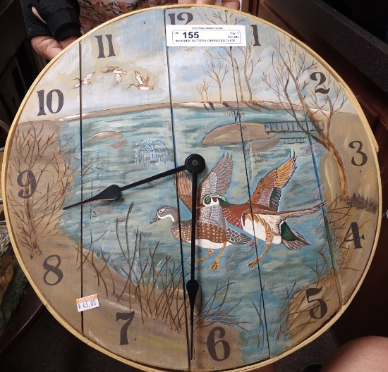 WOODEN BATTERY OPERATED DUCK CLOCK