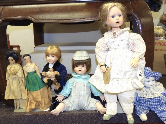 LOT OF 6 DOLLS 6"-18" TALL