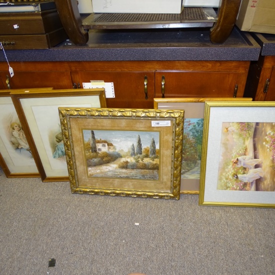 5 MISC FRAMED PRINTS-SEEE DESC & PHOTOS