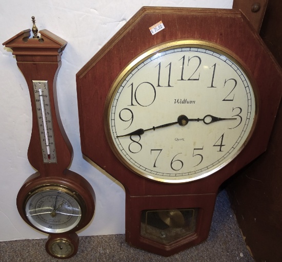 WALTHAM BATTERY OPERATED CLOCK & BAROMETER