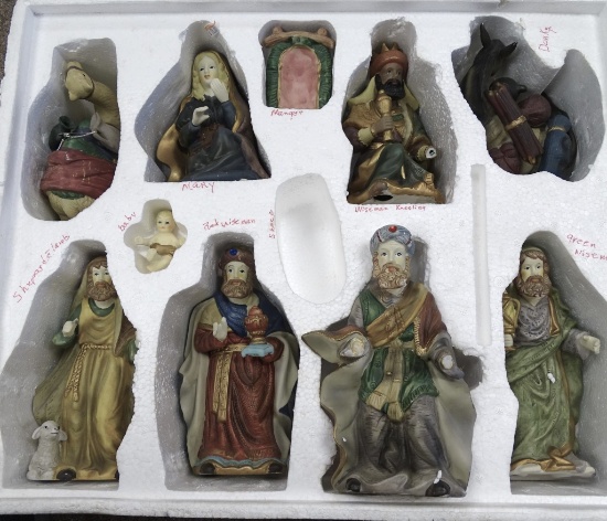10 PC HOME ACCENTS NATIVITY SCENE SEE DESC