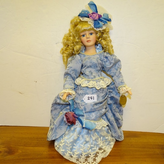 BEAUTIFUL LIMITED EDITION DOLL W/BLUE DRESS 17" TL