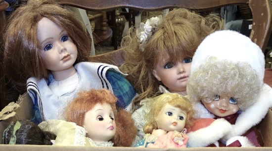 GROUP OF 6 DOLLS MISC SIZES-NICE LOT
