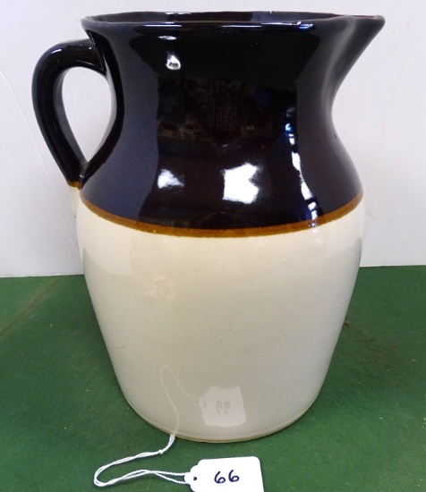 BROWN & TAN POTTERY PITCHER MARKED USA 9.5"
