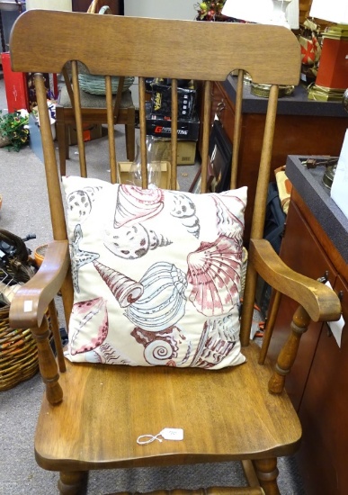 OAK ROCKING CHAIR WITH CUSHION-VERY NICE
