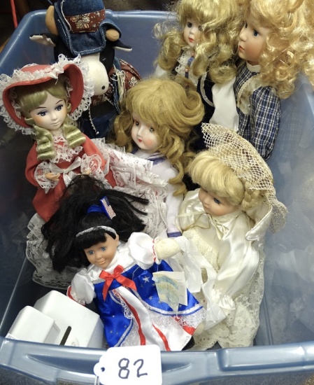 GROUP OF 8 DOLLS 7"-18"-NICE LOT