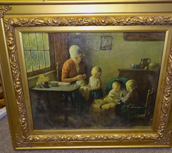 MOTHER & CHILDREN PRINT 24"X27"-NICE FRAME