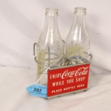 COKE ALUMINUM SHOPPING CART CADDY W/2 BOTTLES