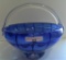 COBALT & CLEAR ART GLASS BASKET 9