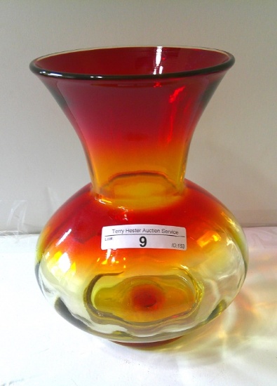 BLOWN GLASS AMBERINA VASE 6  1/2" TALL