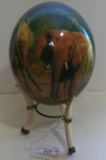 AFRICAN ELEPHANT EGG WITH 3 TUSK BASE