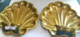 PAIR OF BRASS SCALLOP SHELL WALL SCONCE CANDLE HOLDERS