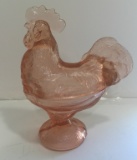 VINTAGE PINK ROOSTER CANDY DISH