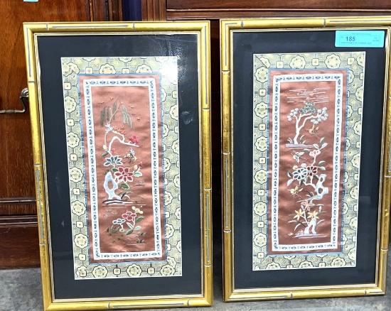 PAIR FRAMED OF CHINESE SILK EMBROIDERY PANELS