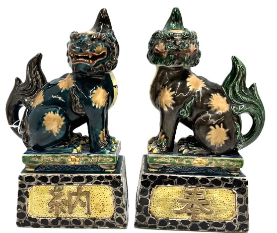 PAIR OF CHINESE POTTERY BUDDHIST LOINS CIRCA 1900