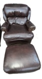 HANCOCK & MOORE LEATHER CORDOVAN CHAIR & OTTMAN