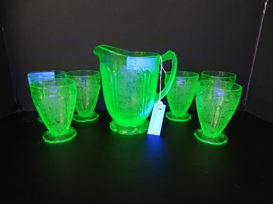 GREEN CHERRY BLOSSOM WATER SET URANIUM 7PCS.