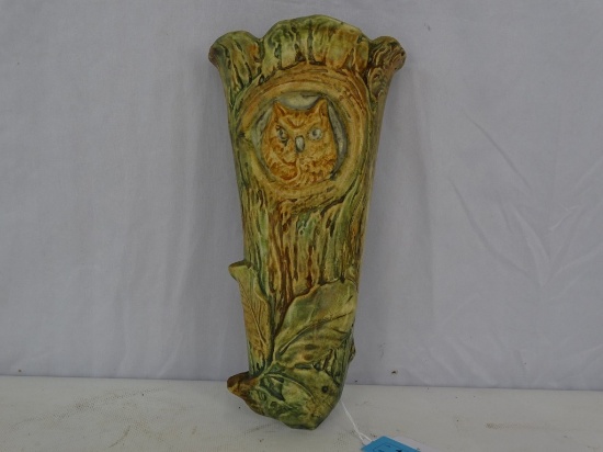RARE WELLER WOODCRAFY OWLTREE 1917 WALLPOCKET
