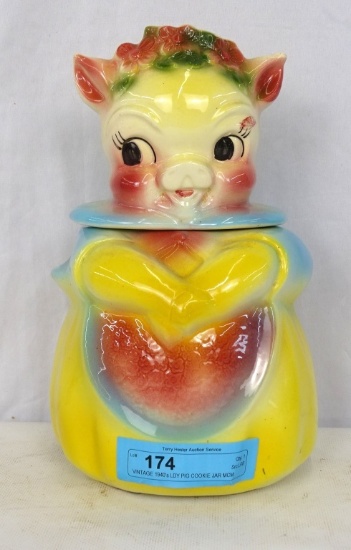 VINTAGE 1940's LDY PIG COOKIE JAR MCM EXCELLENT