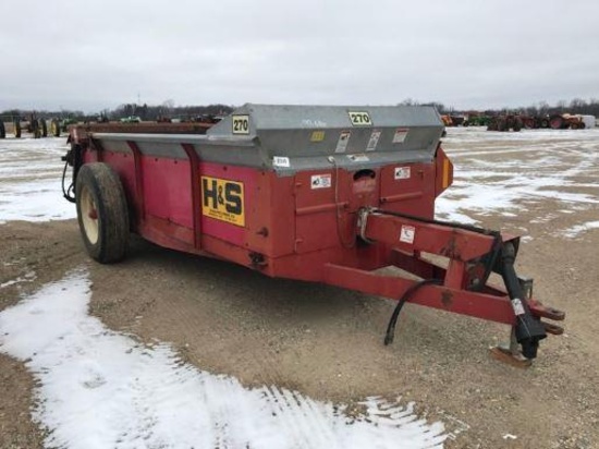 92586- H&S 270 MANURE SPREADER, SINGLE AXLE, SINGLE BEATER, SLOP GATE
