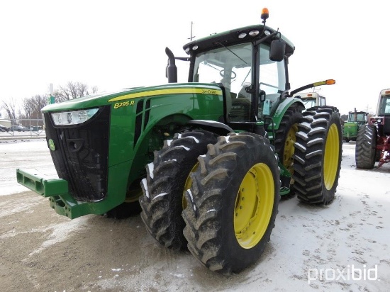 92591- JD 8295R TRACTOR, MFWD, CAH, FRONT/REAR DUALS, 3PT, PTO, 5 HYDRAULIC, 1268 HRS SHOWING