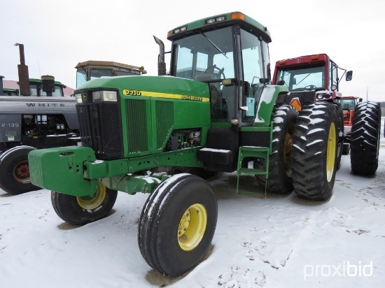 92615- JD 7710 TRACTOR, CAH, 2WD, HUB DUALS, 3PT, PTO, 3 HYDRAULIC, 7203 HRS SHOWING