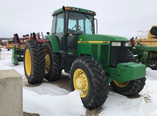 92704- JOHN DEERE 7810, MFWD, POWER QUAD, 18.4-42 TIRES W/DUALS, FRONT WEIGHTS, TRIPLE HYDRAULIC,