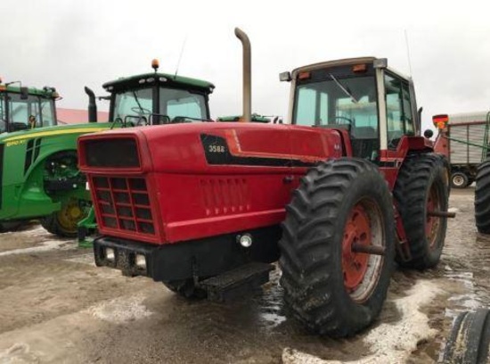 92735- INTERNATIONAL 3588 2+2 TRACTOR, 3PT., PTO, 3 HYDRAULICS, CAB AIR/HEAT, 18.4-38 TIRES, 2776
