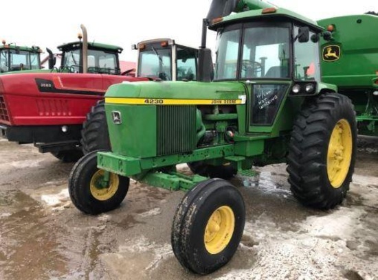 92736- JOHN DEERE 4230 TRACTOR, CAB AIR/HEAT, HI/LO NOT WORKING, 18.4-38 TIRES, 3PT., PTO, 2