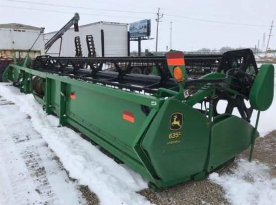 92761- JOHN DEERE 635F GRAIN HEAD, FULL FINGER AUGER, SINGLE POINT HOOK-UP, #716321