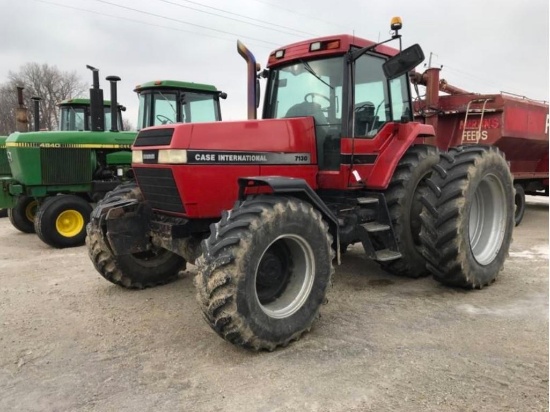 93034- CASE IH 7130 TRACTOR, MFWD, CAB AIR/HEAT, FRONT WEIGHTS, 18.4-42 TIRES W/DUALS, POWER SHIFT,