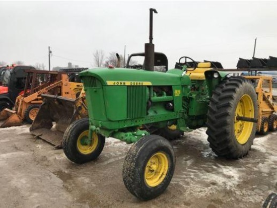 93035- JOHN DEERE 4020 TRACTOR, DIESEL, POWER SHIFT, SIDE CONSOLE, 18.4-38 FIRESTONE RUBBER, 1