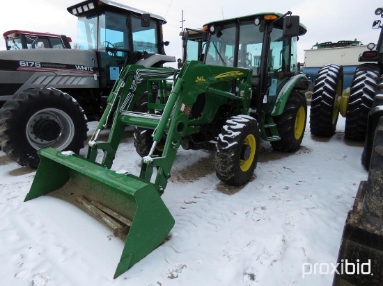 93082- JOHN DEERE 5225 TRACTOR W/JD 542 LOADER, MFWD, 3PT., PTO, 2 HYDRAULIC, CAB AIR/HEAT, 174