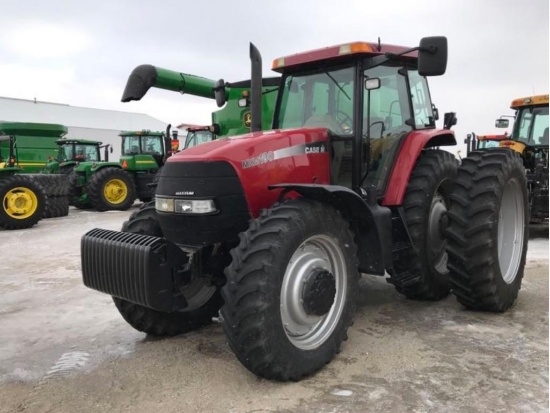 93122- CASE IH MXM 190 TRACTOR, MFWD, CAB AIR/HEAT, FRONT WEIGHTS, 18.4-46 TIRES W/DUALS, 3PT., PTO,