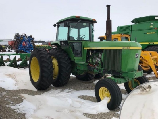 93823- JD 4630 TRACTOR, 8362 HRS SHOWING, POWERSHIFT, 18.4-38 W/DUALS (FIKE BROTHERS FARM