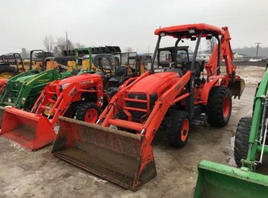 93931- KUBOTA L45 TRACTOR LOADER BACKHOE, HYDROSTAT, MFWD, OPEN STATION, DIESEL, 2668 HOURS SHOWING