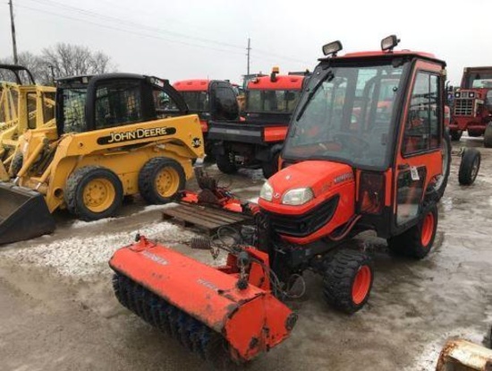 93962- KUBOTA BX2360 COMPACT TRACTOR, MFWD, CAB, 3PT., PTO, DIESEL, HYDROSTAT, SELLS W/FRONT MOUNT