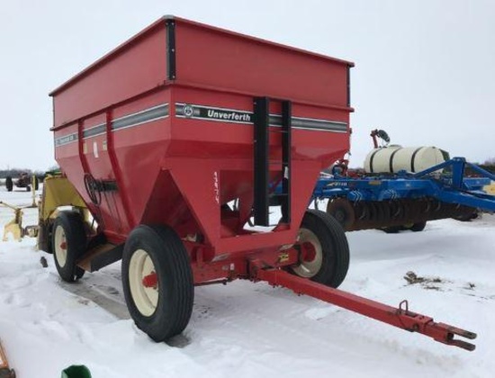 93974- UNVERFERTH 325 GRAVTY WAGON, ON UNVERFERTH RUNNING GEAR, TRUCK TIRES, EXTENDABLE TONGUE