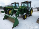 93096- JOHN DEERE 6220 TRACTOR W/JD 640 LOADER, 2WD, CAB AIR/HEAT, REAR WEIGHTS, 15.5-38 TIRES,