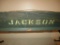 85728 Jackson wooden buckboard wagon seat, excellent stenciling & lettering