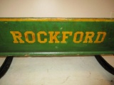 85724 Rockford wooden buckboard wagon seat, excellent stenciling & lettering
