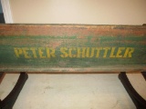 85726 Peter Schuttler wooden buckboard wagon seat, excellent stenciling & lettering
